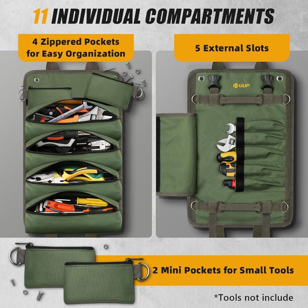Tool Bag Roll Up, Heavy Duty Portable Soft Tool Storage, Foldable Empty Rollup O - Picture 3 of 6